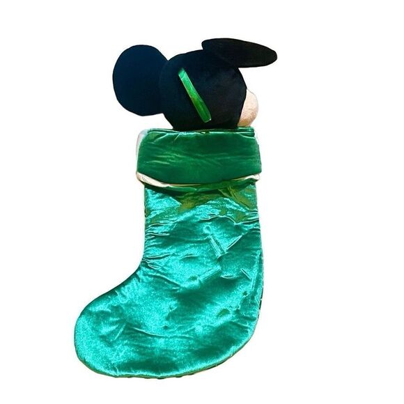 Vintage Mickey Mouse Plush Stocking Christmas Velvet Holiday Knit Home Decor - Picture 2 of 5